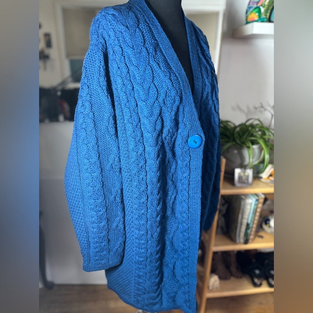 Vintage Aron Crafts 100% Merano Wool Fisherman Cable Knit Chunky Sweater SizeXXL - Picture 2 of 6